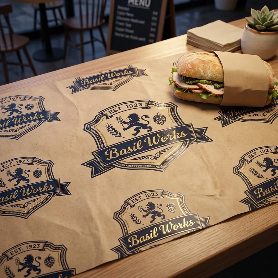 Custom printed deli paper with a logo