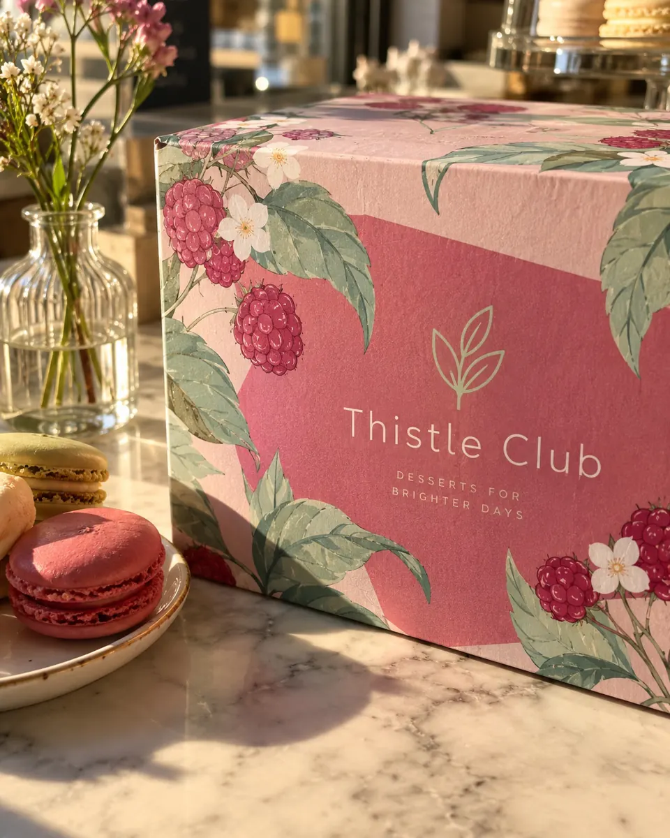 Custom printed dessert boxes with a logo