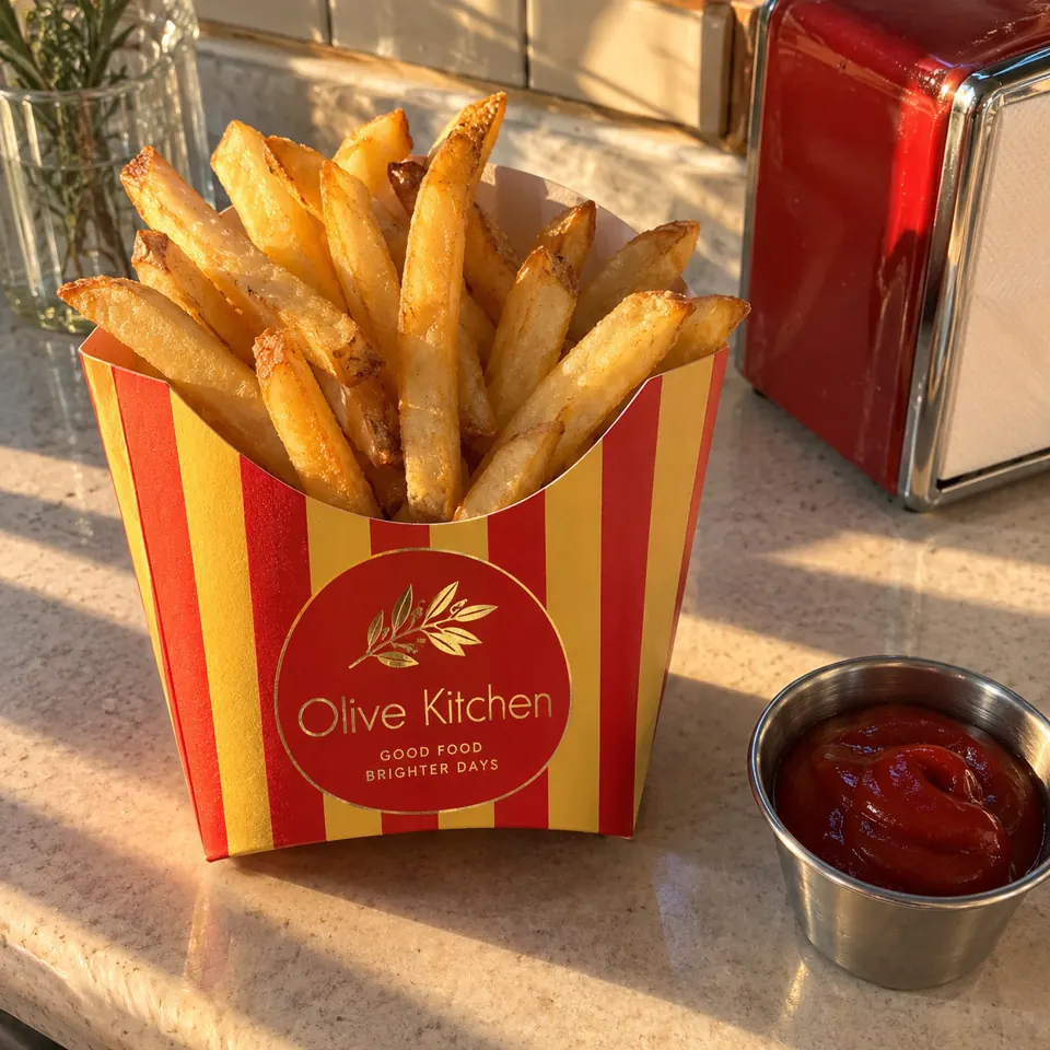 Custom printed french fry boxes with a logo