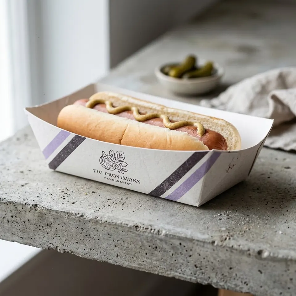Custom printed hot dog & food trays with a logo