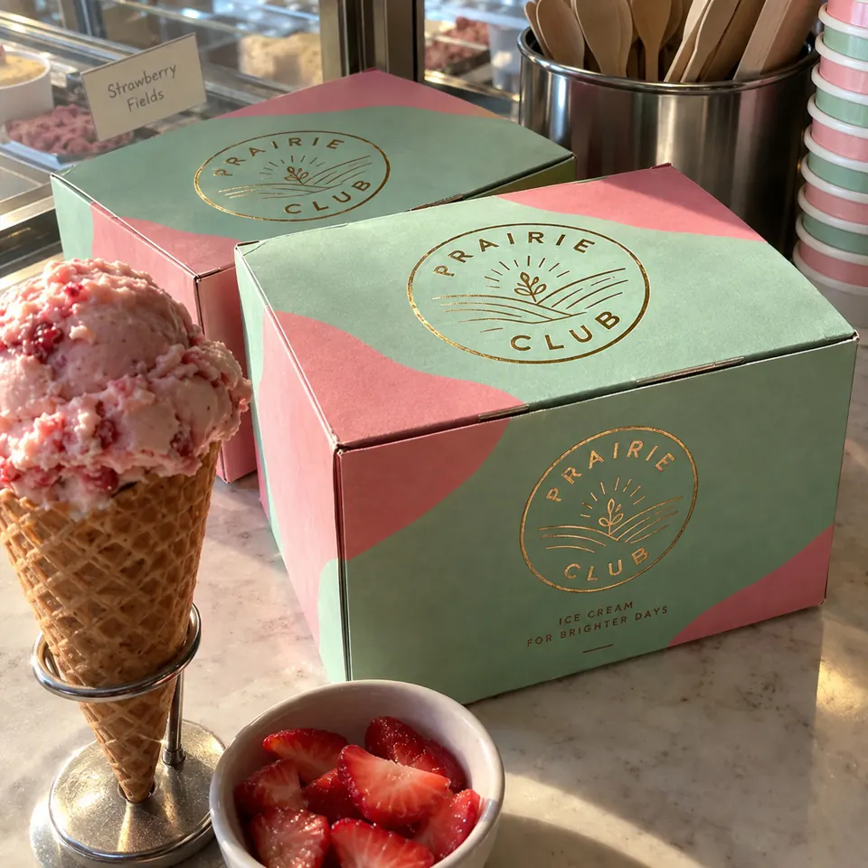 Custom printed ice cream boxes with a logo