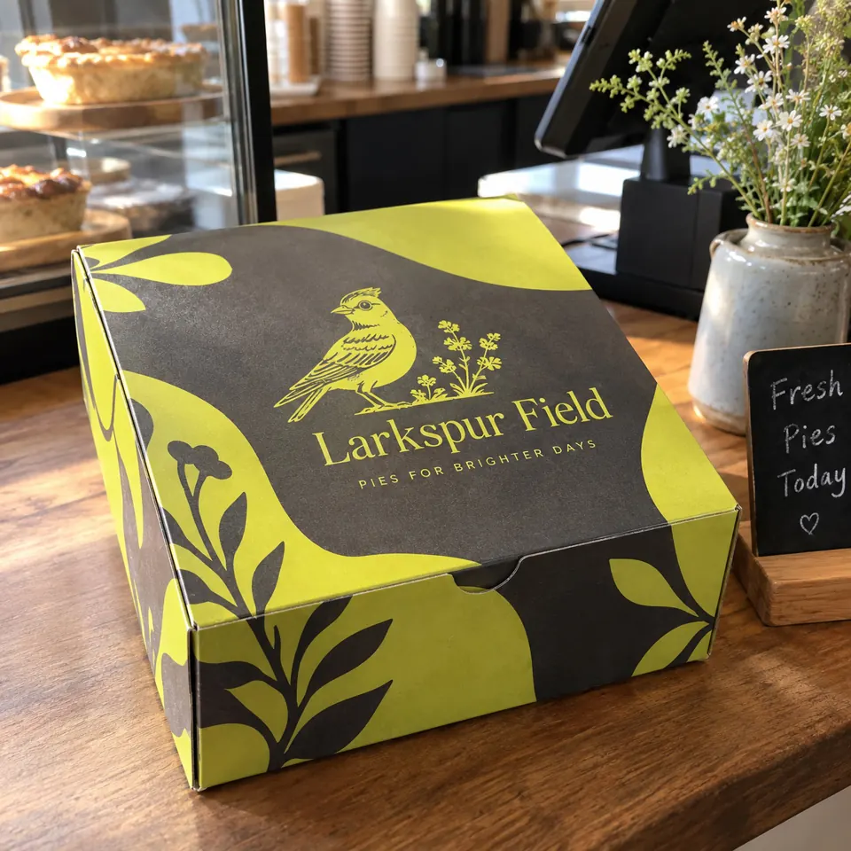 Custom printed pie boxes with a logo