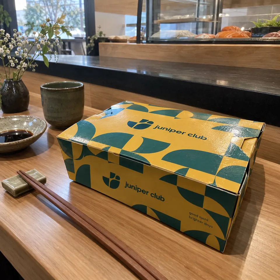 Custom printed sushi boxes with a logo